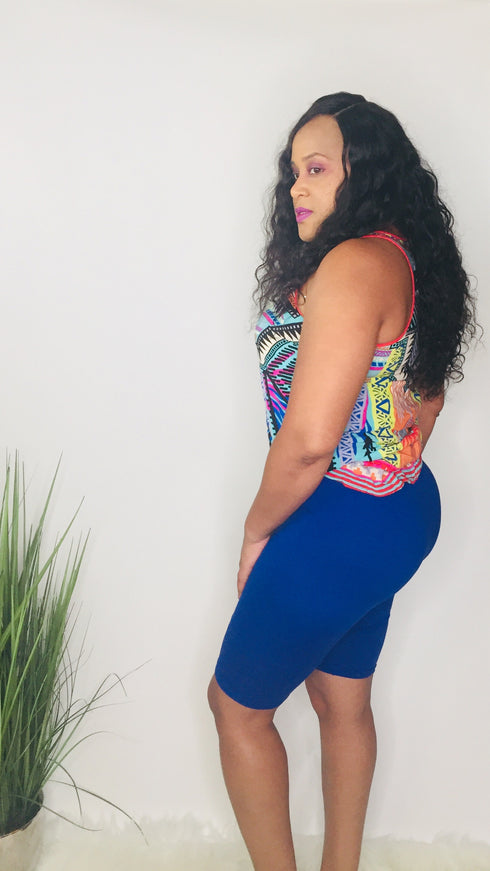 Sweet Treats|high waisted biker shorts-royal blue